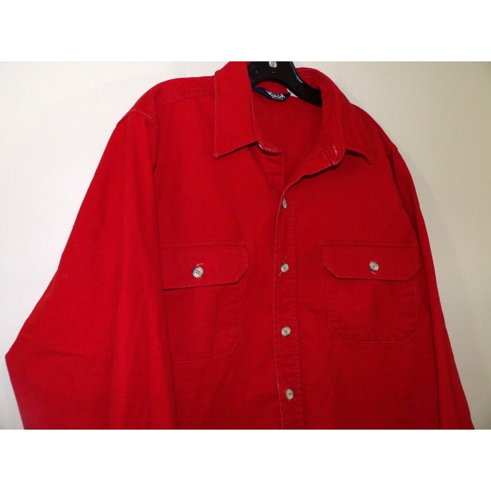 Vintage Woolrich Red Made USA Heavy Cotton L/S Button Up Shirt Jacket Men's XL